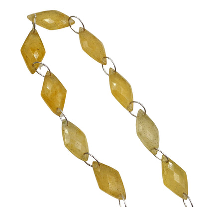 AAA Quality Natural Yellow Aventurine Gemstone, Faceted Rhombus Shape Briolette, Fancy Carved Double Drill Strand, Size 10X20mm, SKU- BBI818