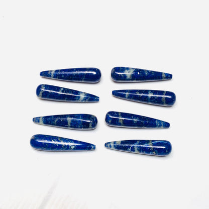 1 Pair Natural Lapis Lazuli Smooth Drop Shape Gemstone, Handmade Matching Pair beads, Matched Drops Pairs for Jewelry Making Size - 7x30mm