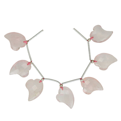 7 pcs Rose Quartz carved HEART Shape facetted Briolette | Wholesale Natural Gemstone Beads | Face Drill | High Quality | Jewelry Making