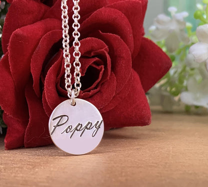 Custom Name Necklace – Dainty 18K Gold Plated Personalized Round Pendant