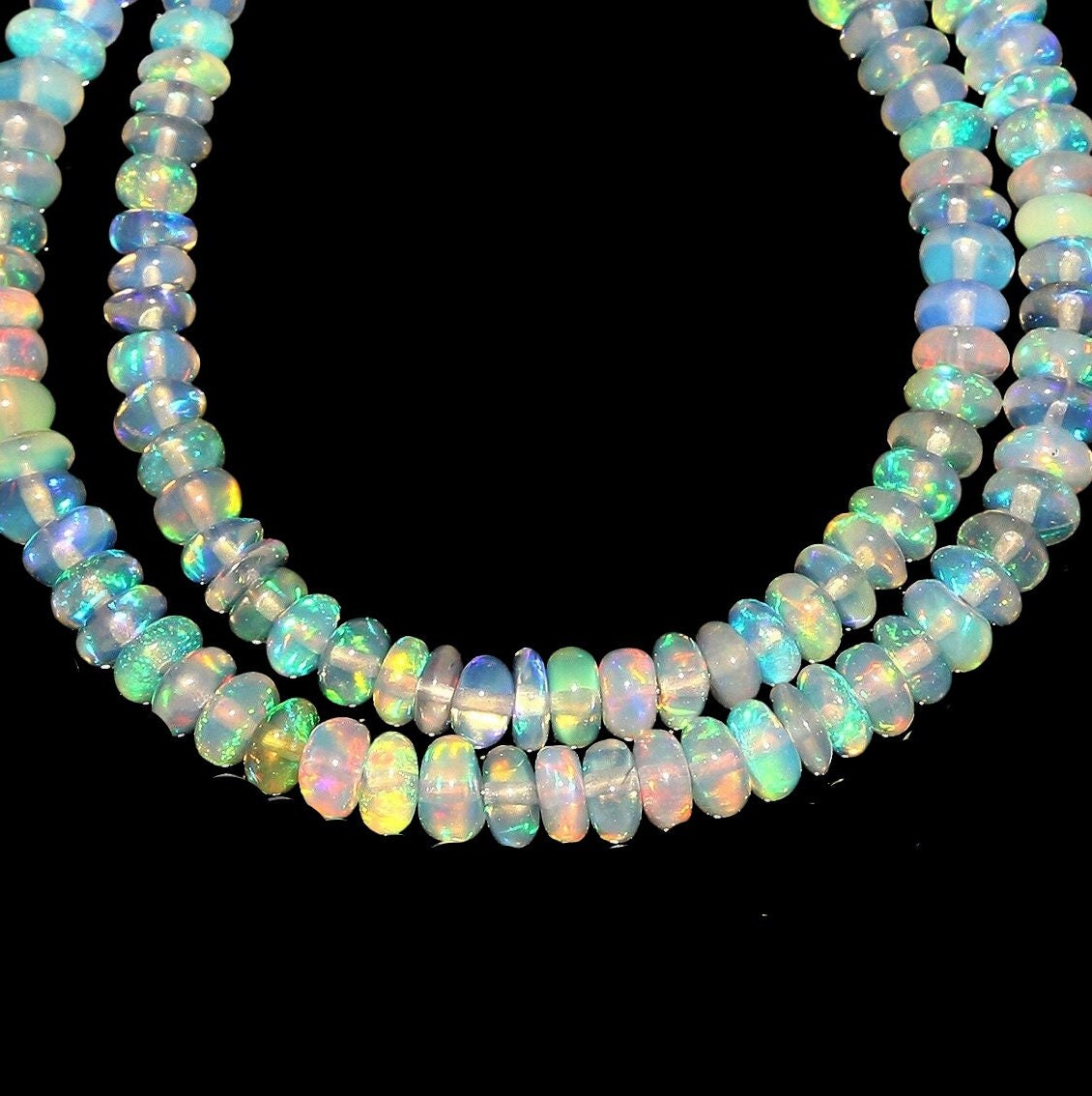 AAA Natural White Ethiopian Opal Smooth Rondelle Beads 5.5mm–6mm