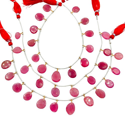 10 Pcs Natural Red Ruby Rose Cut Slice Cabochons | Freeform Flat Back Gemstones