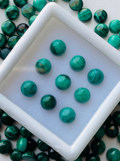 Natural Malachite Smooth Round Gemstone Cabochon, CALIBRATED Loose Stone Cab, Round Jewelry Making Cabochons Semi Precious Cabochon for ring