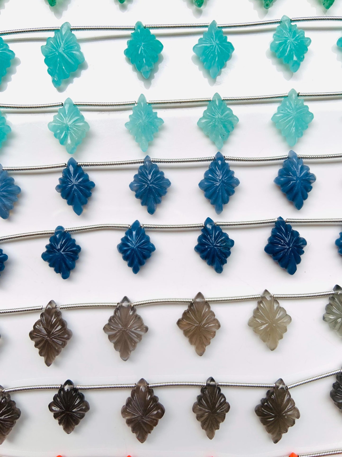 Mixed Gemstone Fancy Lozenge Briolette Side Drill Beads 11x15mm