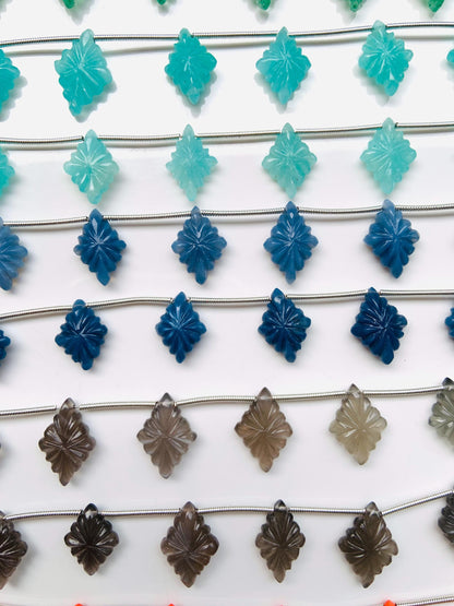 Mixed Gemstone Fancy Lozenge Briolette Side Drill Beads 11x15mm