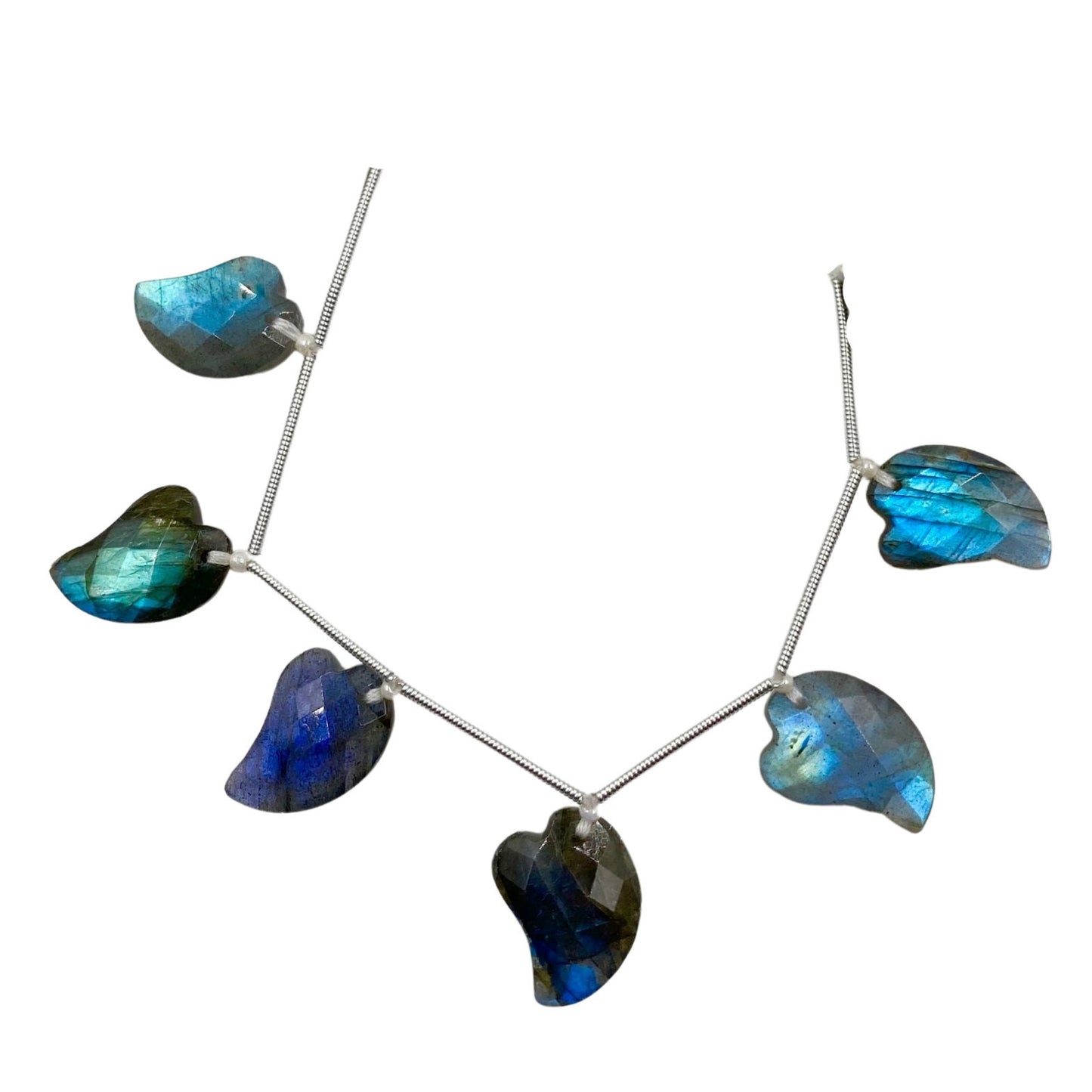 AAA Labradorite Mango Beads 6 Pcs – Faceted Blue Flash Gemstone,