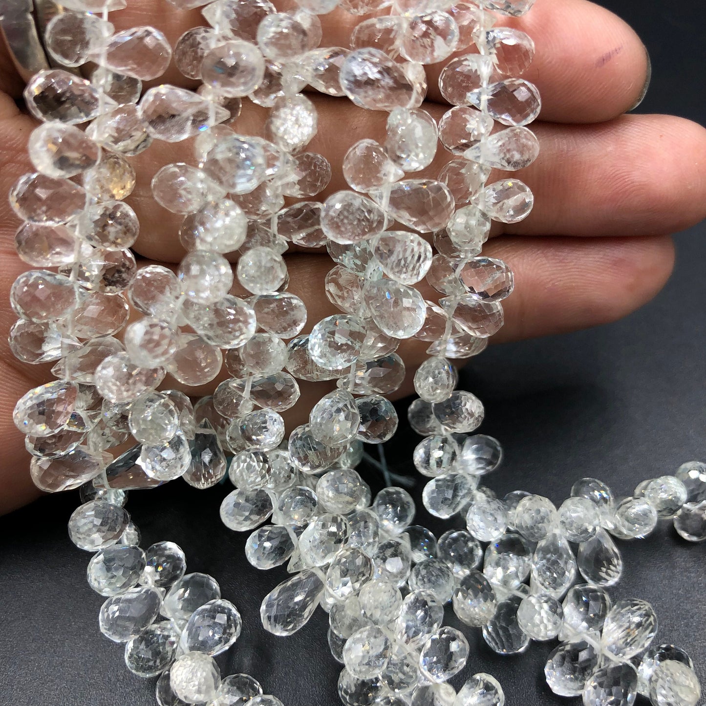 Aquamarine 8–10mm Faceted Tear Drop Briolette Beads Genuine Gemstone