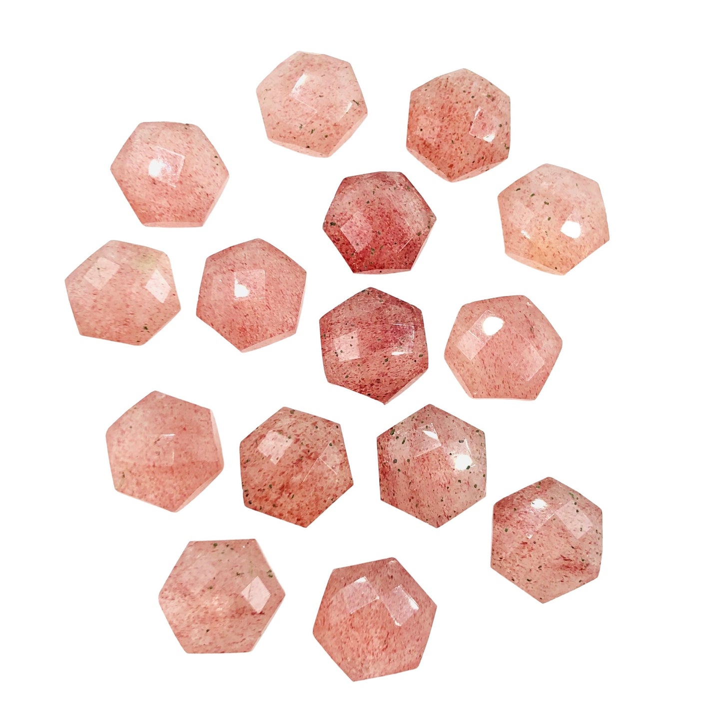 2 Pieces Natural Red Strawberry Faceted Gemstone Beads , Hexagon Shape Gemstone, Earring Components, Size 12mm, SKU - BBI1060
