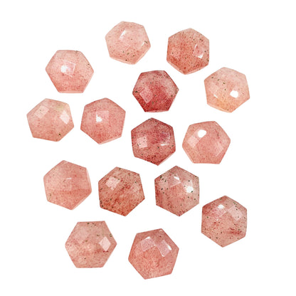 2 Pieces Natural Red Strawberry Faceted Gemstone Beads , Hexagon Shape Gemstone, Earring Components, Size 12mm, SKU - BBI1060