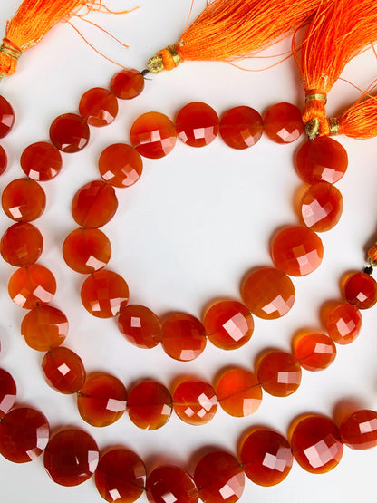 Natural Carnelian Faceted Round Beads 12-14mm – 15 Pcs for Jewelry Making