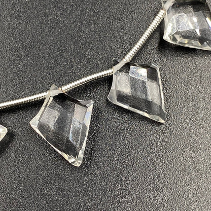 Quality 100% Natural Crystal Quartz Faceted Slanted Fancy Kite Shape Gemstone Beads, Crystal Quartz Gemstone,Jewelry Idea. 9mmX14mm BBI880