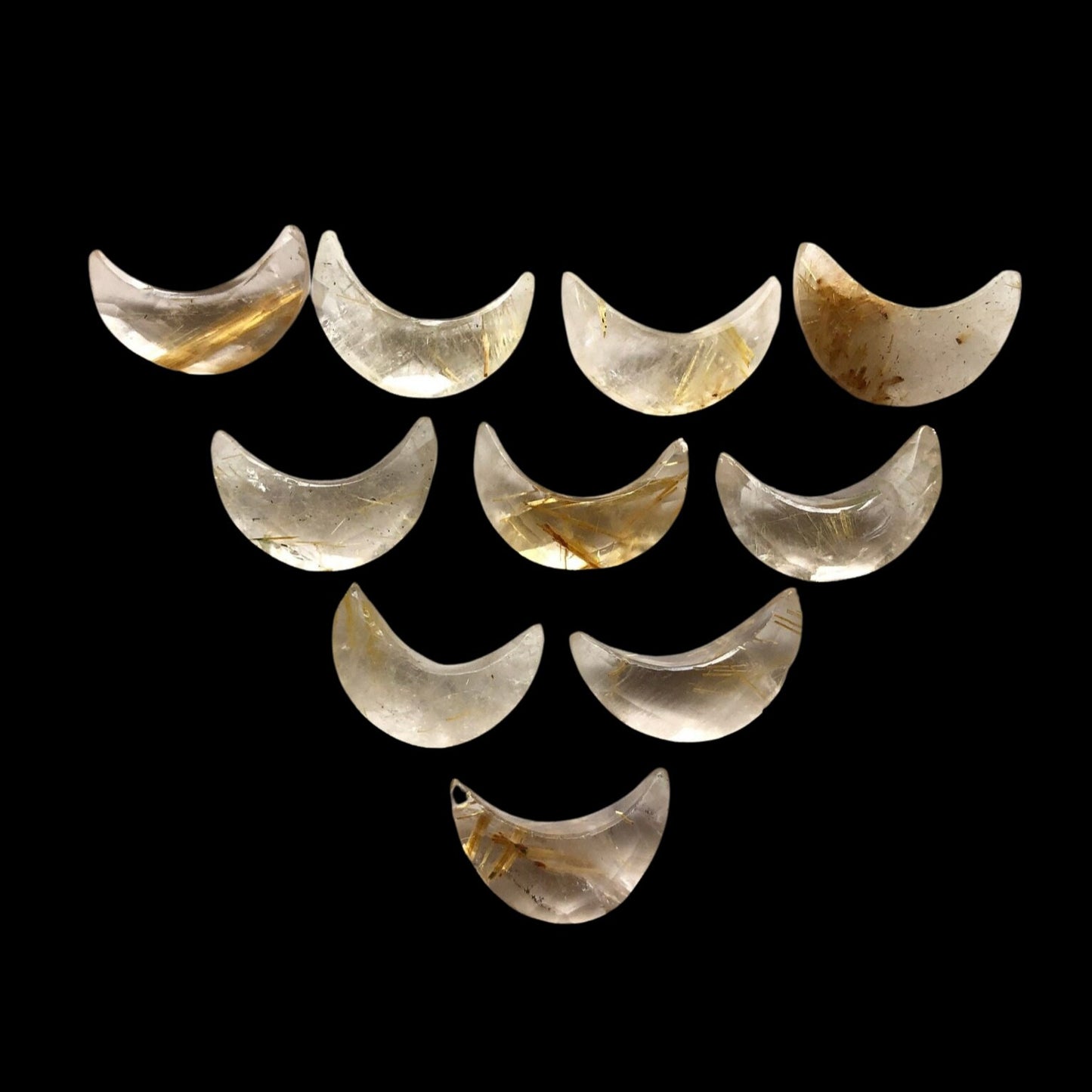 2 Pieces Natural Golden rutile Faceted Crescent moon shape gemstone, Hand Carved Briolette, moon shape gemstone for jewelry Size 7x16 mm