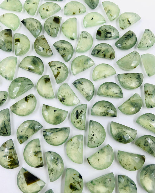 Natural Prehnite Half Moon Gemstone 2 Pcs 10x16mm Faceted Briolette