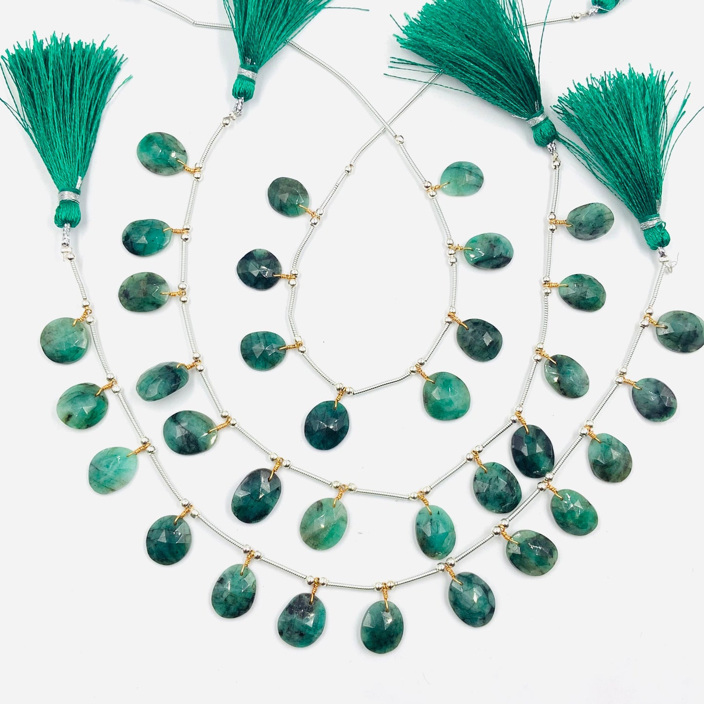 8 Pieces Natural Emerald Rose Cut Slices Cabochons , Free Form Shape Cabochon, Faceted Rose Cut Flat Back Cabochons, Cut Stones Cabochons.