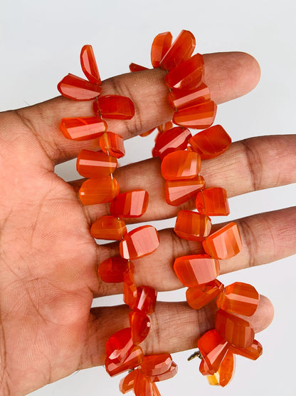 Faceted Carnelian Freeform Nugget Beads 11-14mm Side Drill Gemstone Beads