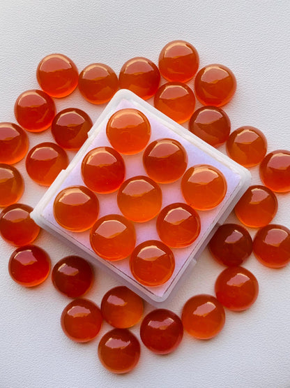 Natural Carnelian Smooth Round Gemstone Cabochon, CALIBRATED Loose Stone Cab, Round Jewelry Making Cabochon Semi Precious Cabochon for rings