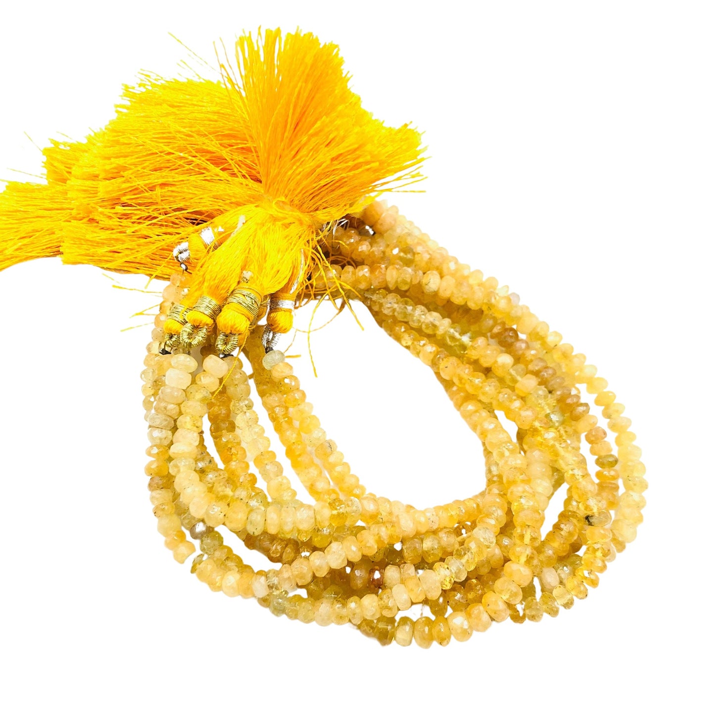 Natural Yellow Aquamarine 3–6mm Faceted Rondelle Briolette Gemstone Beads