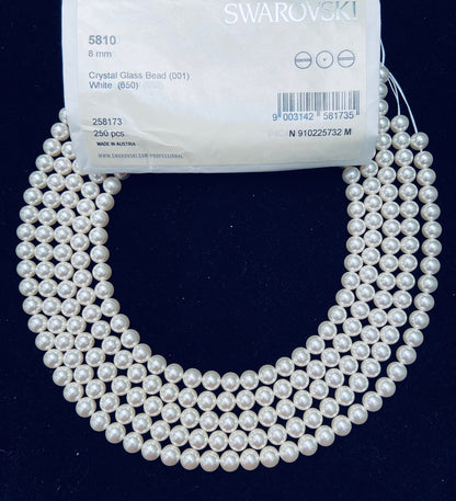 Natural Crystal White Swarovski Pearl Beads 2mm–12mm