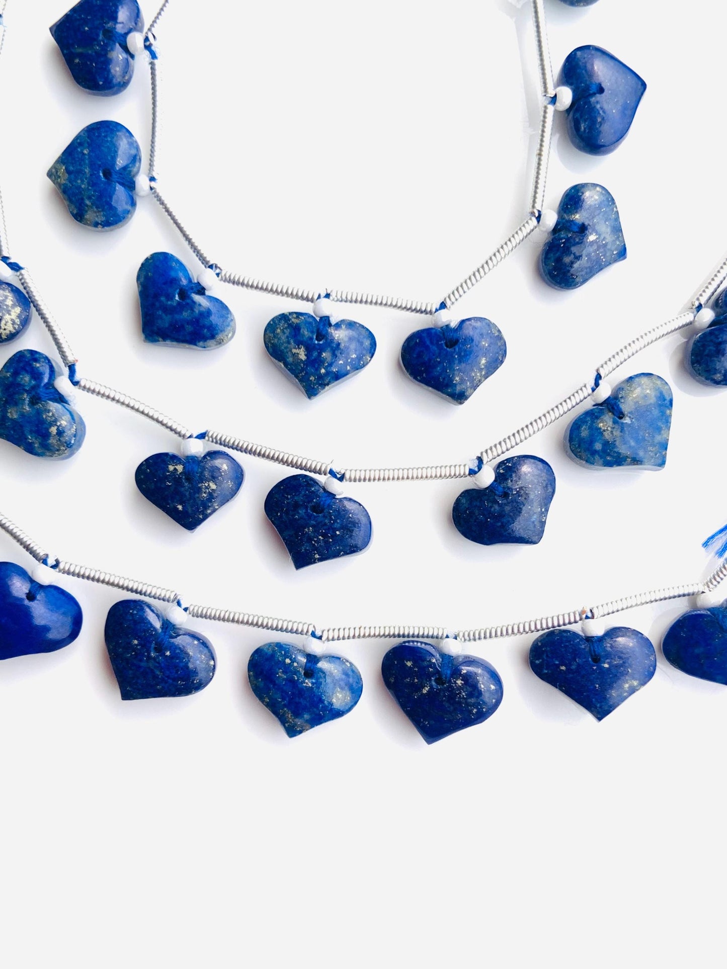 Natural Lapis Lazuli Smooth Heart Briolette Beads 8x10mm Face Drilled Gemstone 10pcs