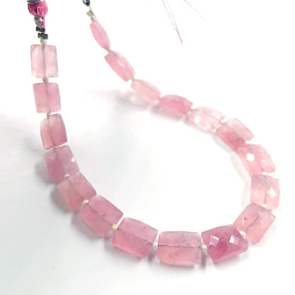 Natural Rose Quartz Rectangle faceted Center Drill Briolette Gemstone, Rose Quartz Chicklet Shape bead for Jewelry, 8 Inches Size 8x10x5mm