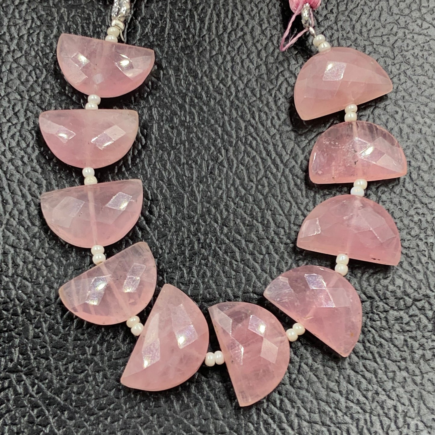 10 pcs Natural Rose Quartz straight drill D shape (half moon ) briolette faceted Quartz Gemstone size 10X16mm handmade gemstone for jewelry