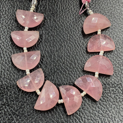 10 pcs Natural Rose Quartz straight drill D shape (half moon ) briolette faceted Quartz Gemstone size 10X16mm handmade gemstone for jewelry