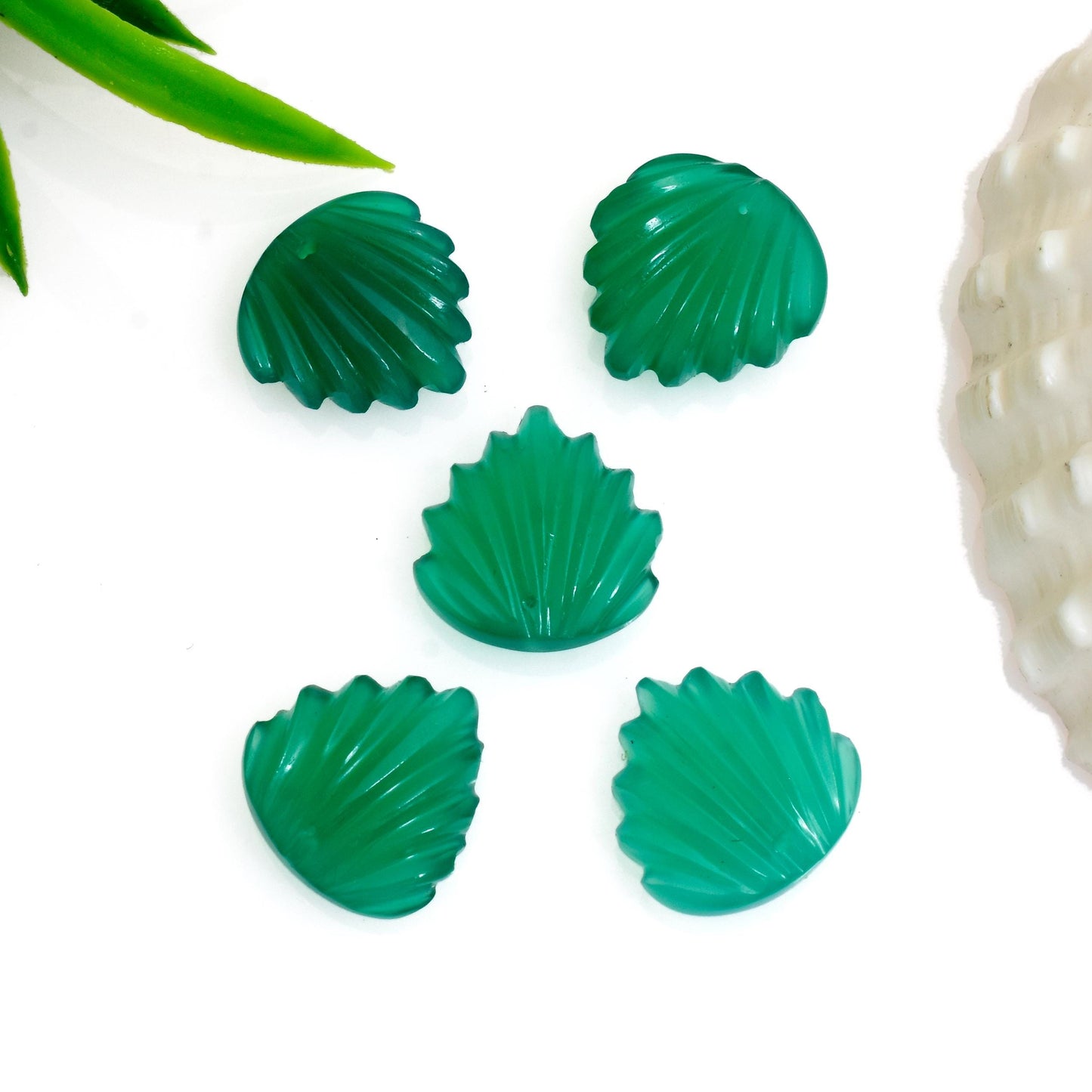 Natural Green Onyx Slot Carved Fancy Briolette Beads 15 mm 10 Pcs