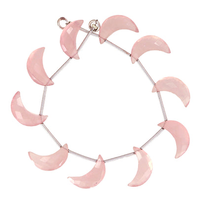 10 Pieces Natural Rose Quartz gemstone, Crescent moon shape gemstone, carving gemstone, natural gemstone, moon shape gemstone, size 7x16mm