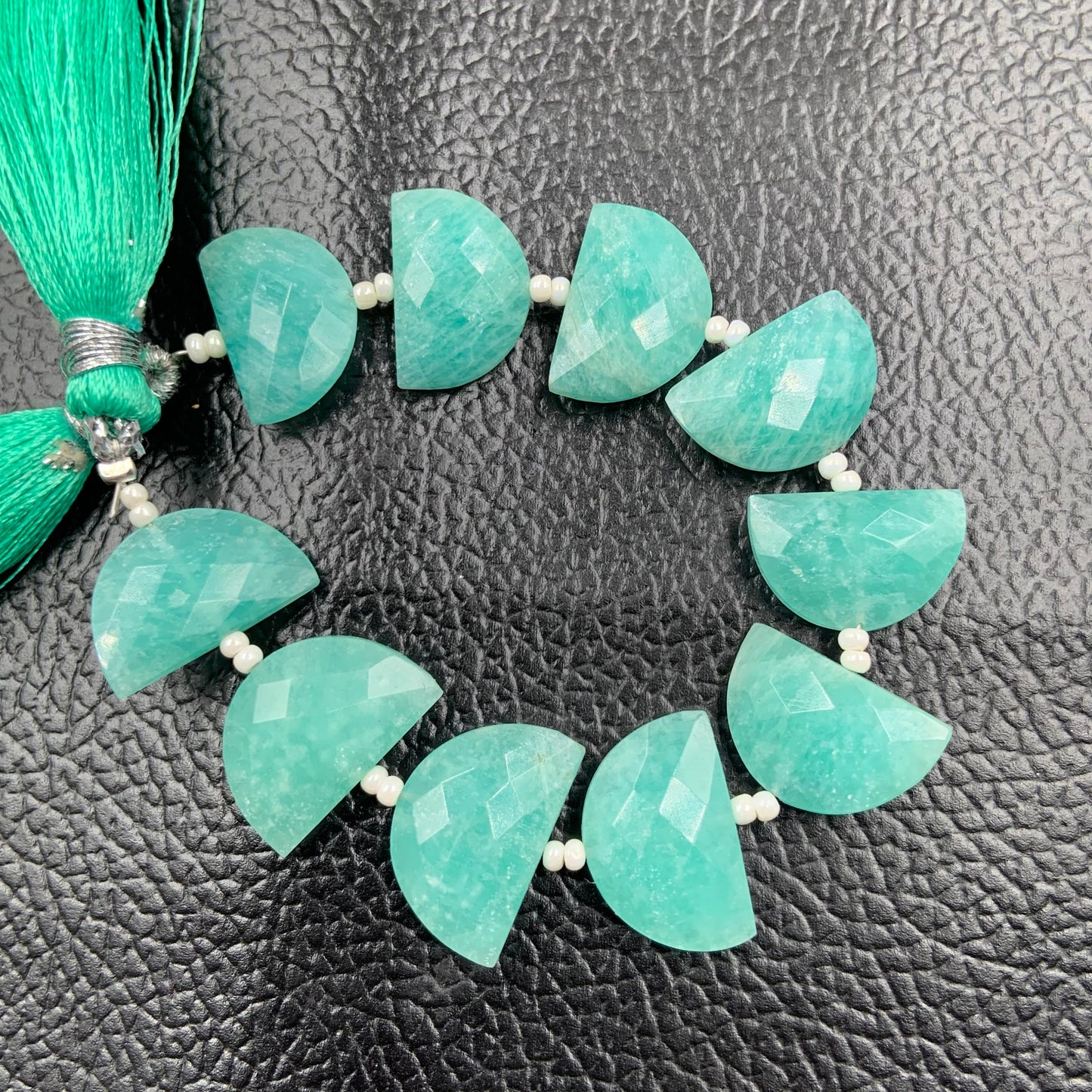 10 pcs Natural Amazonite straight drill D shape (half moon ) briolette faceted Amazonite Gemstone size 10X16mm handmade gemstone for jewelry