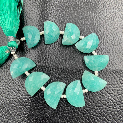 10 pcs Natural Amazonite straight drill D shape (half moon ) briolette faceted Amazonite Gemstone size 10X16mm handmade gemstone for jewelry