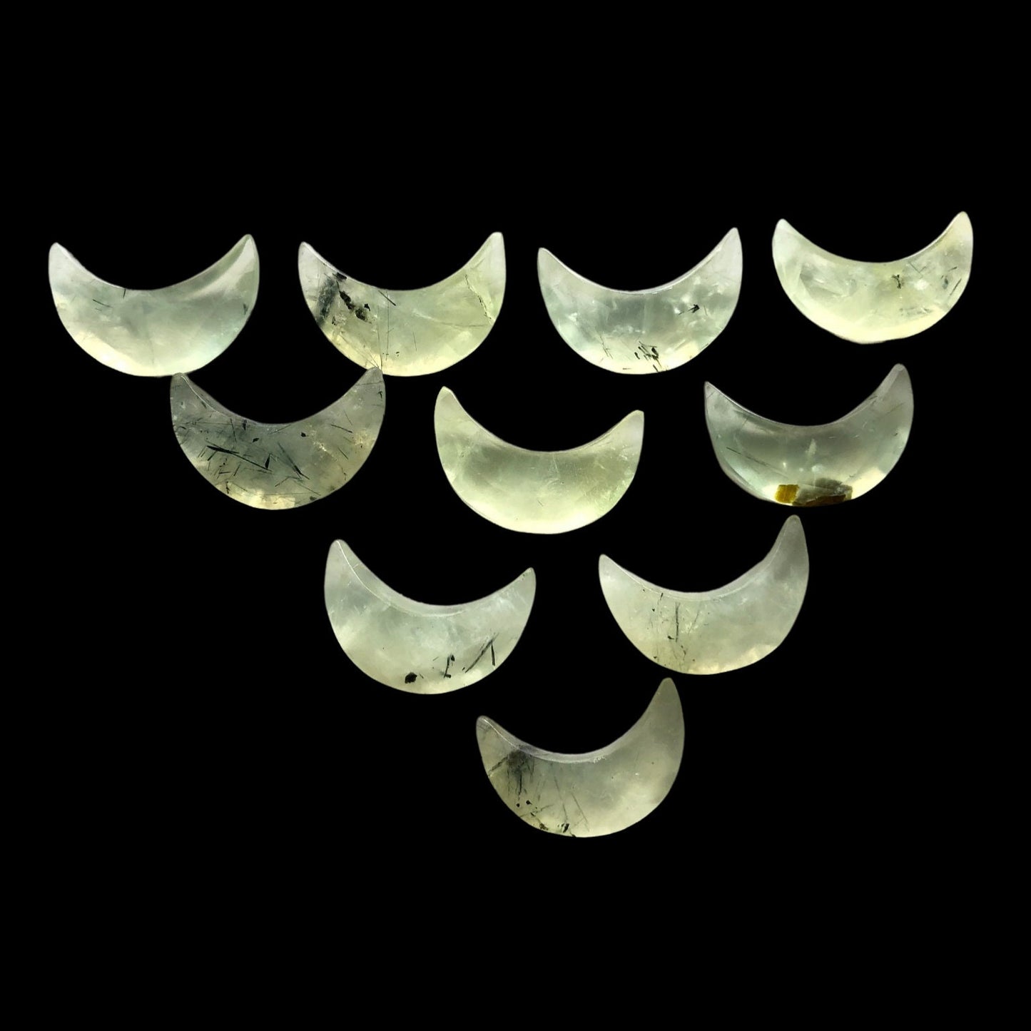 Natural Prehnite Crescent Moon Gemstone 7x16mm