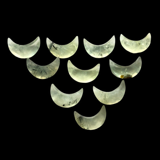 Natural Prehnite Crescent Moon Gemstone 7x16mm