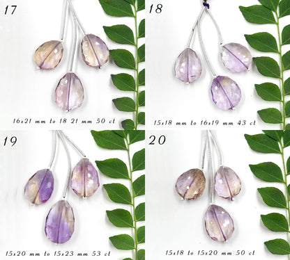Natural Amethyst and Ametrine Faceted Free Form shape gemstone beads Straight drilled Free Form beads for jewelry making gift for her