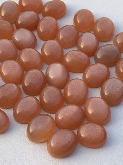 Natural Peach Moonstone Smooth Oval Shape Gemstone Cabochon, CALIBRATED Loose Stone Cab, Oval Jewelry Making Cabochon Semi Precious Cabochon