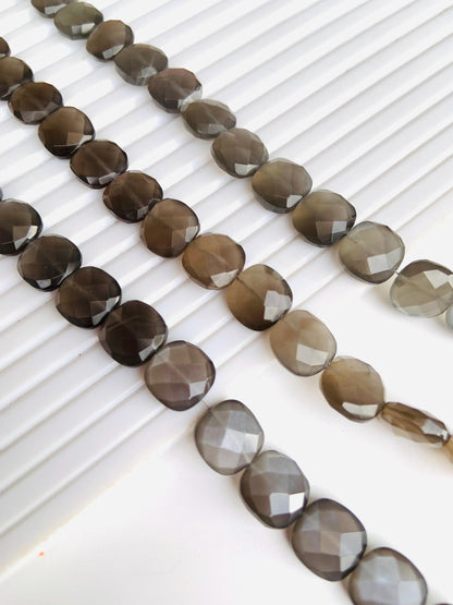 Natural Grey moonstone Faceted Cushion Shape Gemstone Center drill cushion for Jewelry Making Square shape gemstone gift for her Size 10mm