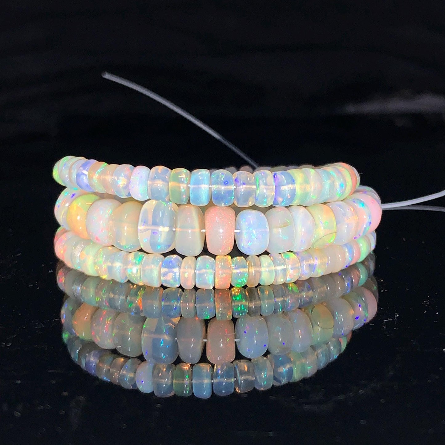 AAA Ethiopian Opal Smooth Rondelle Beads 4mm–8mm