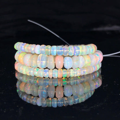 AAA Ethiopian Opal Smooth Rondelle Beads 4mm–8mm