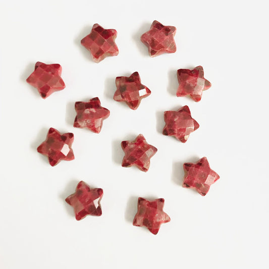 2 Pieces Natural Thulite Faceted Star Shape Gemstone, Size 10mm, Hand Carved Star Briolette, Jewelry Making Beads, SKU - BBI124