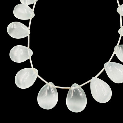 Light Sky Blue Monalisa Smooth Pear Shape Gemstone Briolette, Side Drilled Pieces, Teardrop Shape Strand, Jewelry Supplies , SKU-BBI1086