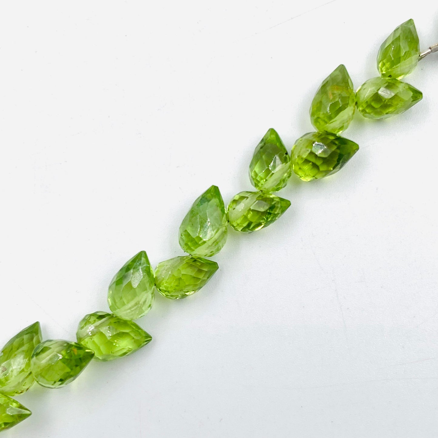 30 Pcs Natural Peridot Faceted Pear Briolette Beads | 5.5x8mm Gemstone Drops