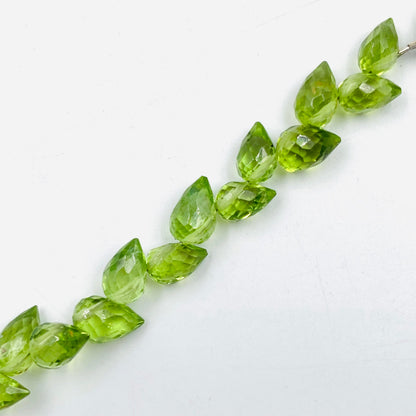 30 Pcs Natural Peridot Faceted Pear Briolette Beads | 5.5x8mm Gemstone Drops