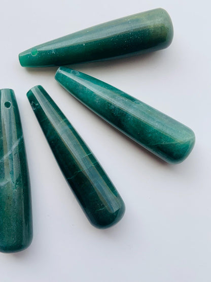 Natural Green jasper Smooth Long teardrop Gemstone Size 15x60mm Side drill teardrop for wedding jewelry Earring Making gemstone gift for her