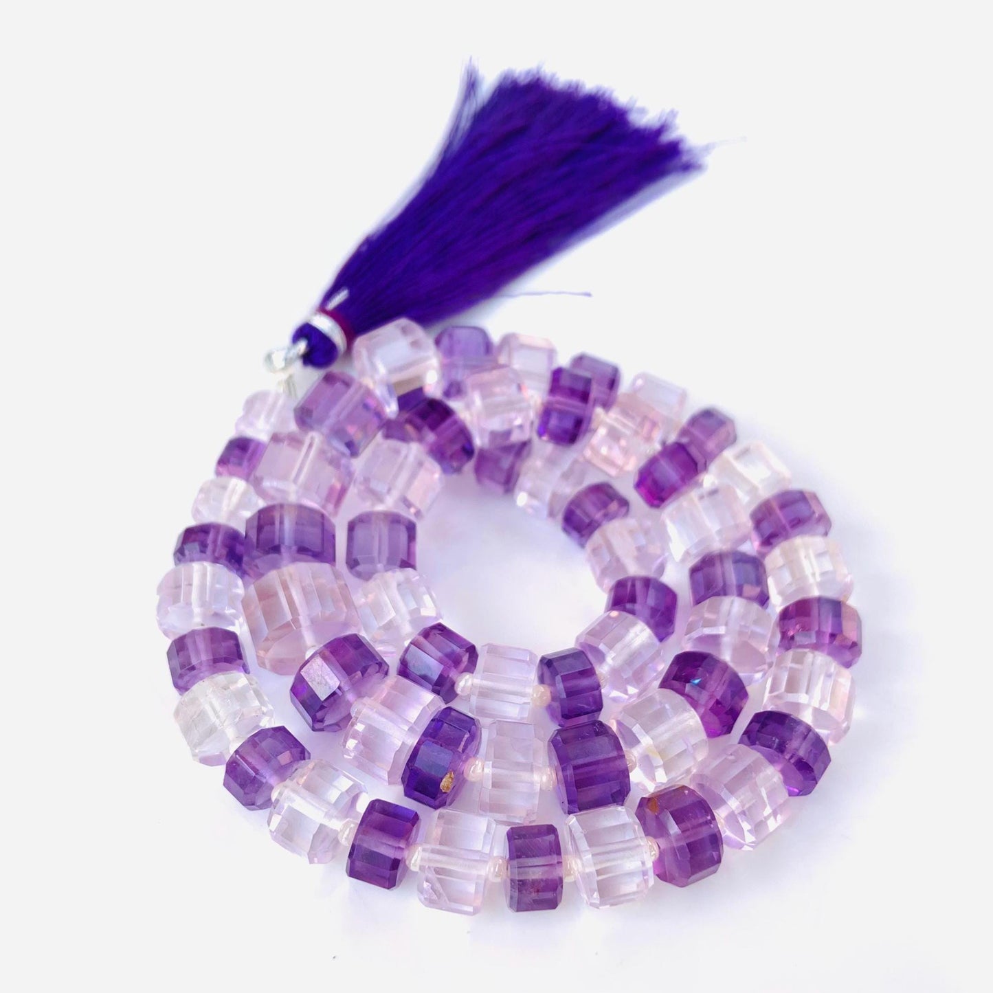 Natural Amethyst Faceted Tyre Gemstone Beads 15" Strand