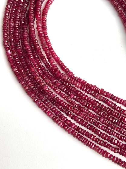 Natural Ruby Faceted Rondelle Briolette Beads – AAA Quality, 17” Strand