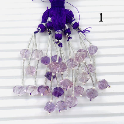 Pair of pink amethyst Faceted Twisted drop shape gemstone beads Amethyst twisted for jewelry making center drilled Drop beads gift for her