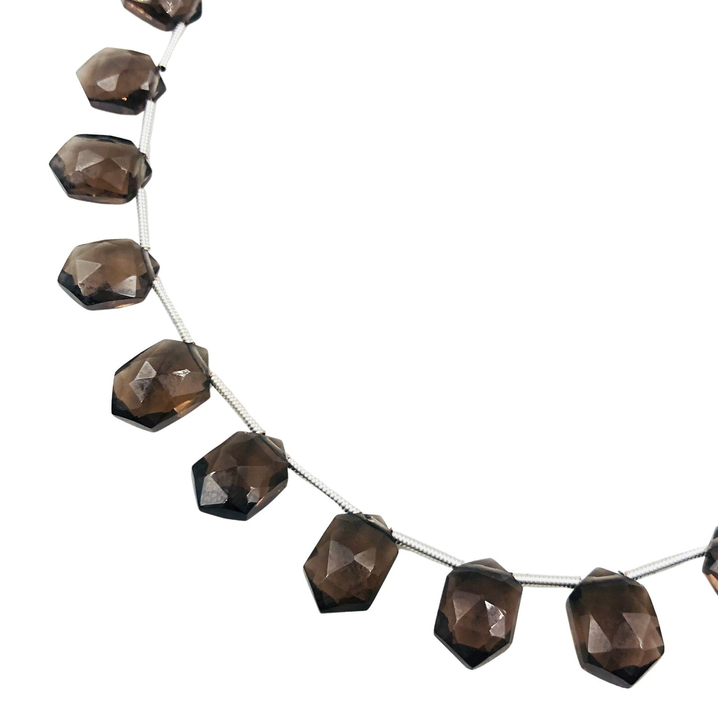 15 pcs Natural Smoky Quartz FACETED Hexagon Beads Gemstone Briolette Beads | Beads For Jewelry | Wholesale Gemstone beads BBI761