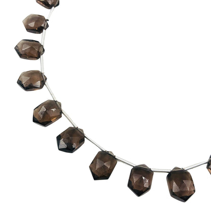 15 pcs Natural Smoky Quartz FACETED Hexagon Beads Gemstone Briolette Beads | Beads For Jewelry | Wholesale Gemstone beads BBI761