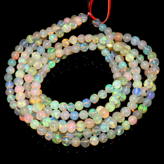 AAA Ethiopian Fire Opal Smooth Round Ball Beads 4mm–6mm