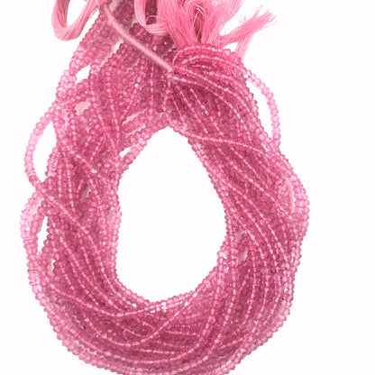 Mystic Pink Topaz Faceted Rondelle Beads, 3mm Gemstone Strand