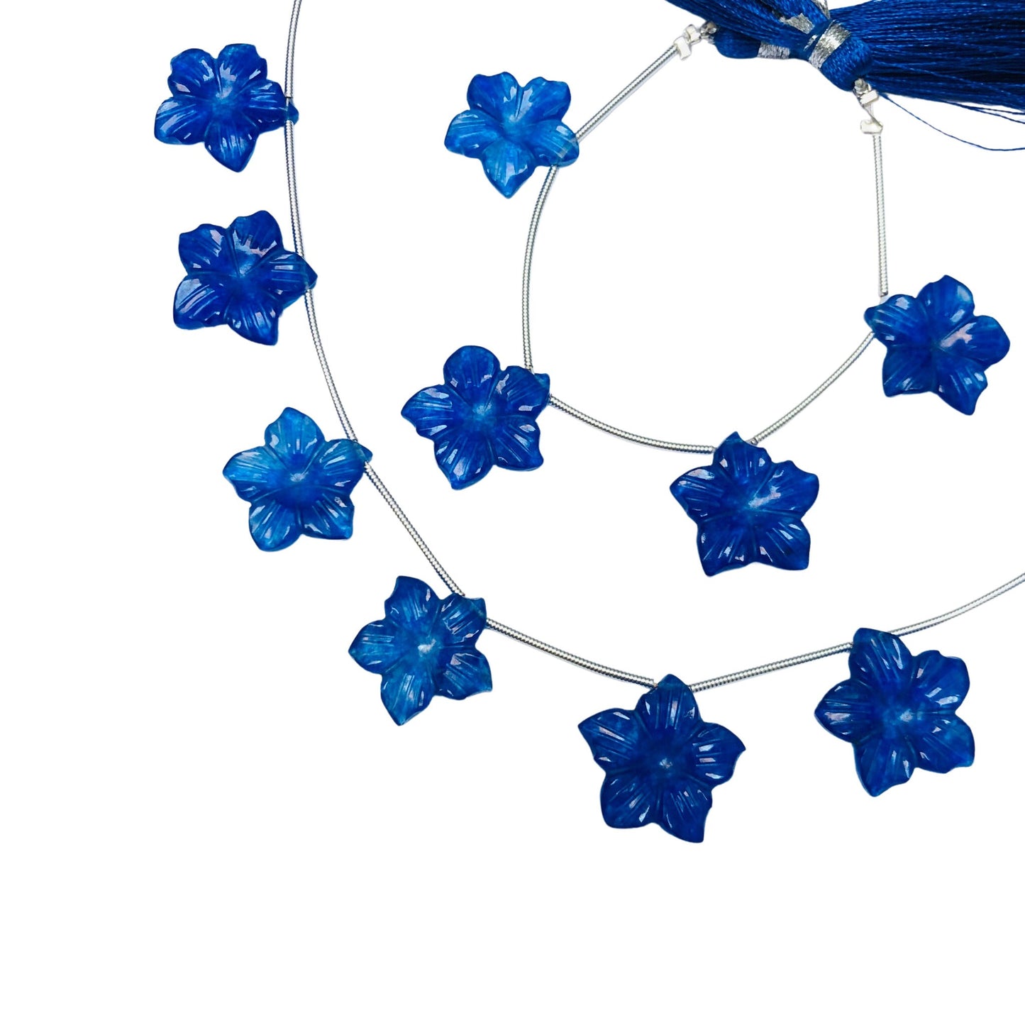 4 Pieces Blue Quartzite Carved Flower Shape Briolette Side Drill Beads ,Blue Quartzite Flower Shape Gemstone beads size 16X16X3 mm Handmade